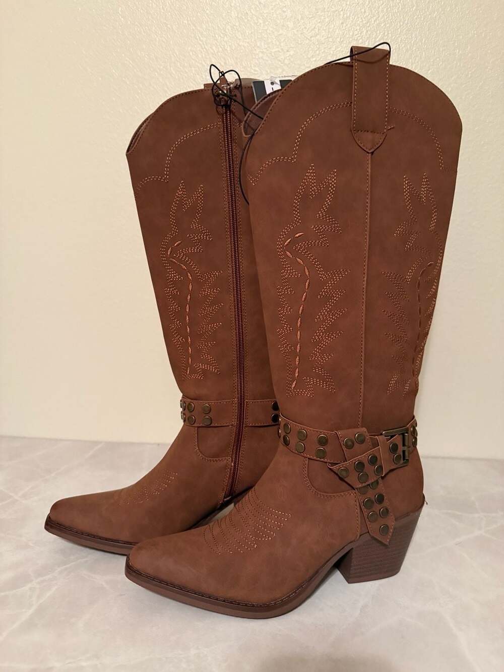 NYC Brown Studded Western Cowboy Boots
